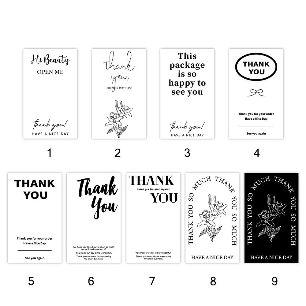 50 قطعة الأبيض شكرا لك على طلبك ملصقات 5.4*9 سنتيمتر شكرا الشارات فتح لي العلامات زهرة ختم تسميات تغليف السلع