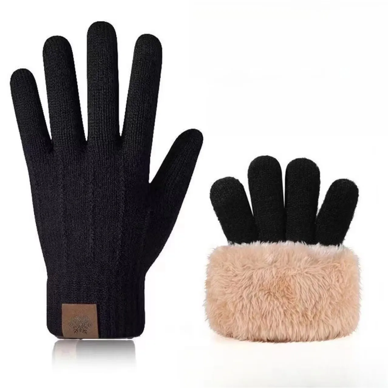 

Winter Warm Gloves Outdoor Sports Cycling Gloves Windproof Cold-Proof Solid-Color Thickened Knitted Gloves