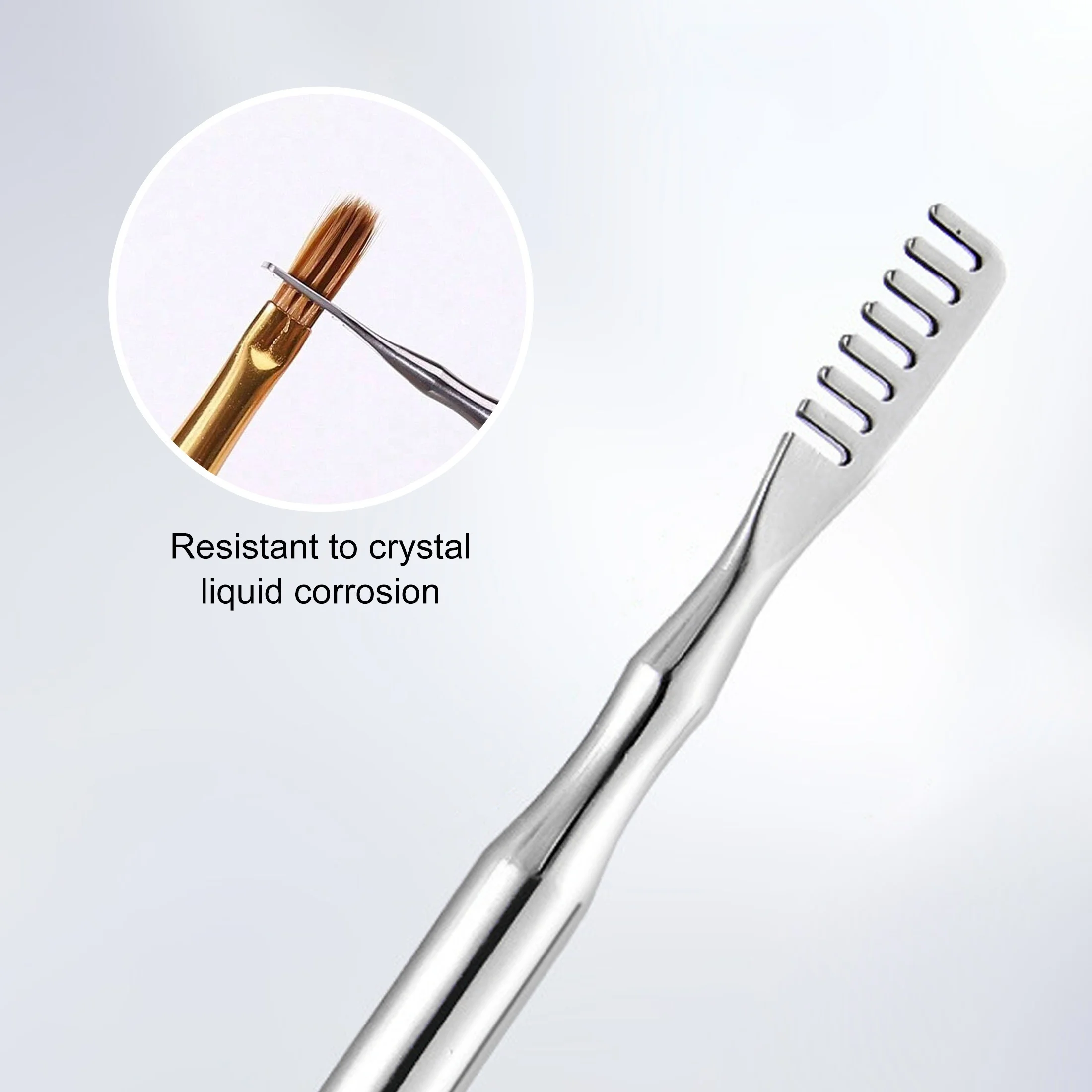 1 szt. Dwustronny szczoteczka do paznokci ze stali nierdzewnej, grzebień do czyszczenia, bez zapachu, narzędzie do pielęgnacji paznokci z żelem kryształowym