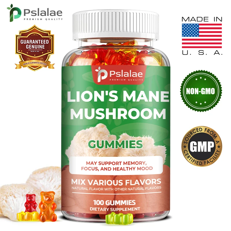 

Lion's Mane Mushroom Gummies - Supports Memory, Attention, and Brain Health, Improves Cognitive Function and Provides Energy