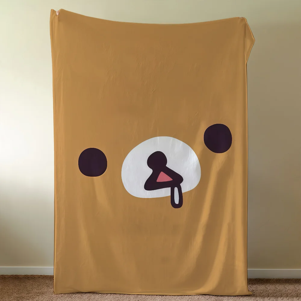 Manta de Felpa R-RilakkumaS-ES, Diseño de Dibujos Animados, Súper Acogedora, para Sala de Estar,  Regalo Infantil de Cumpleaños