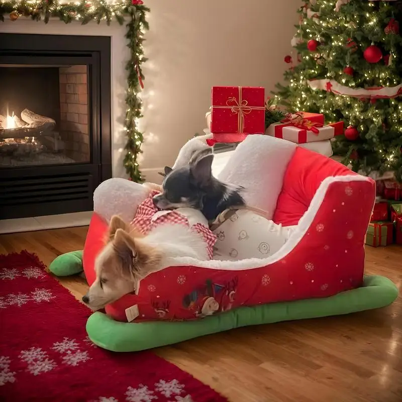 Pet Sleigh Bed Cute Sleigh Design Pet Bed Dog Beds Soft And Comfortable Pet Couch Cat Bed For Pet Dog Puppy Cat Kitten