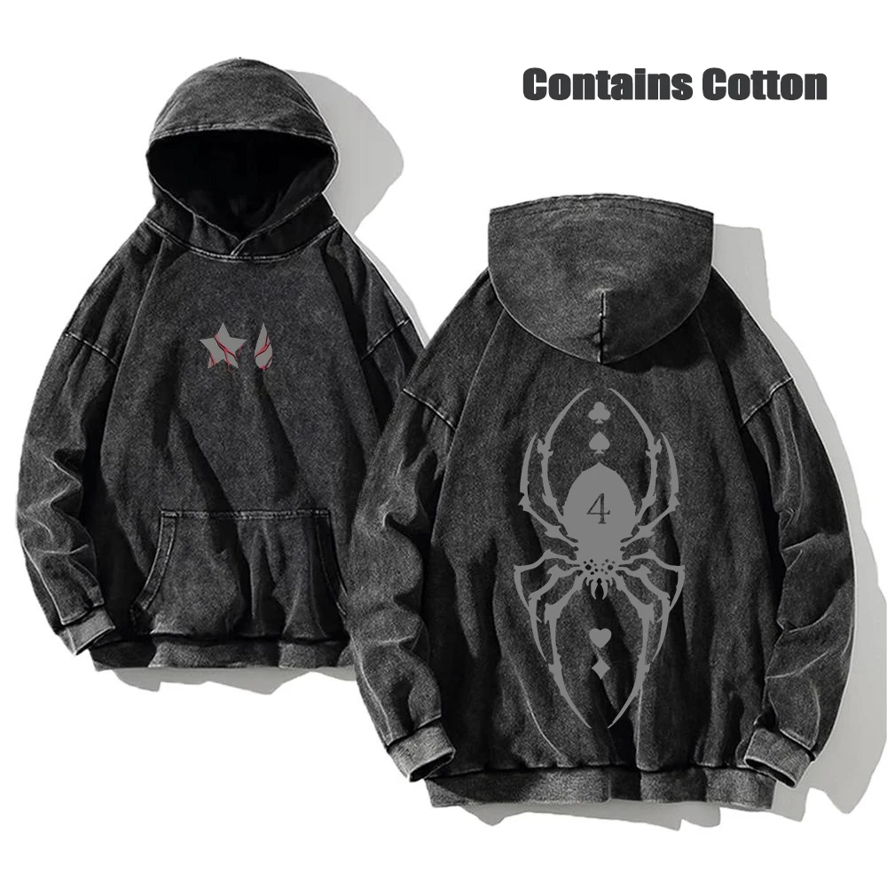 Anime Hunter X Hunter Washed Hoodies Manga Printed Hoodies For Men Harajuku Pullover Contains Cotton Sweatshirts Clothing Unisex