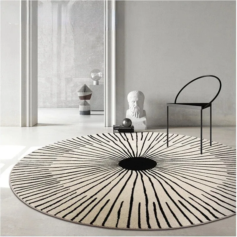 Minimalist Geometry Round Carpet Fluffy Soft Living Room Decor Light Luxury Circle Rugs for Bedroom Large Area Round Study Mat