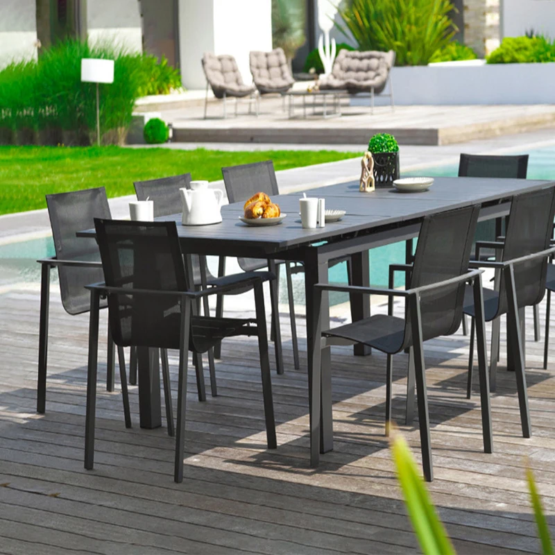 

Quality Wholesale Modern Outdoor Patio Garden Furniture Aluminum Frame Dining Wood Table