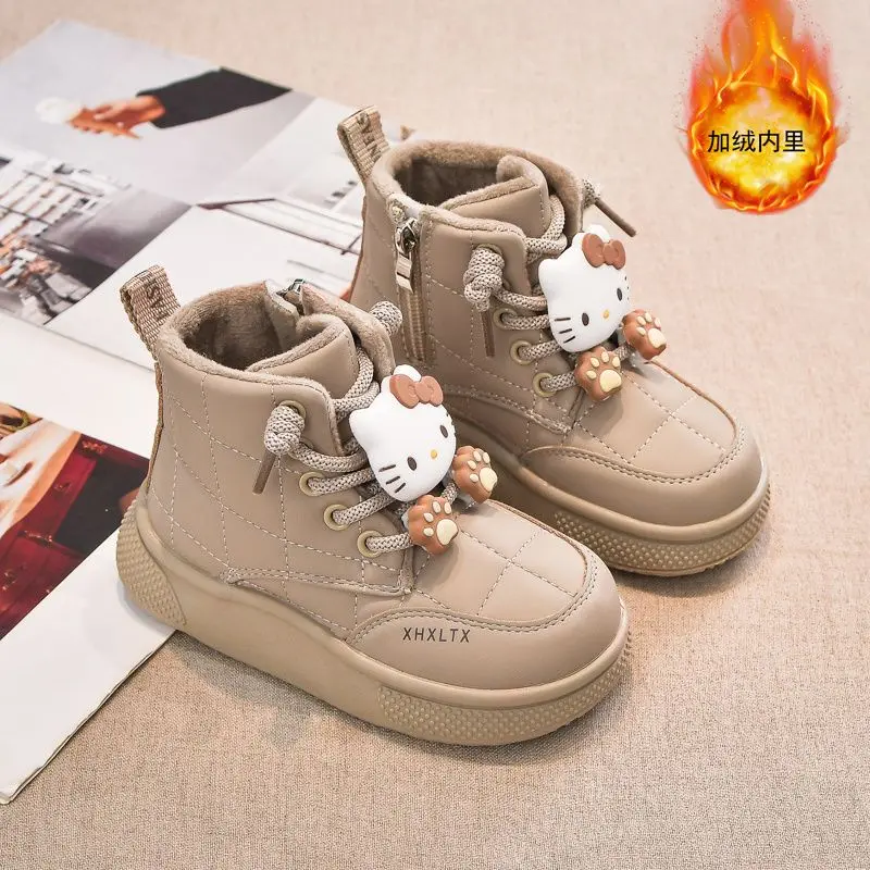 

Kawaii Hello Kitty Kuromi Sanrio Student Cute Cartoon Comfortable Warm Boots Children Anti Slip Flat Shoes Gifts for Kids
