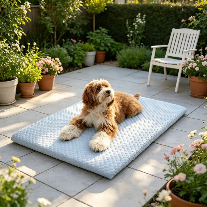 Pet Cooling Sheet Summer Ice Silk Cooling Pet Mat Pet Dog Bed Pad Thick Breathable Non-Slip Washable for Medium Large Dogs Cats