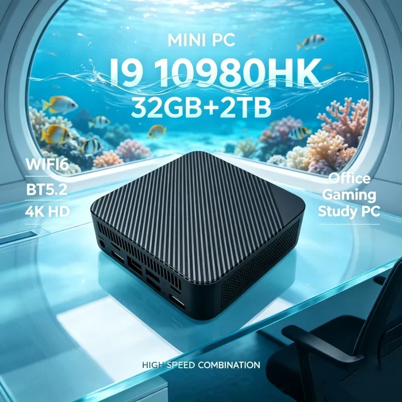 Mini PC Intel Core I9 10980HK Windows 11 Reliable Pocket Computer 32GB RAM 1/2TB SSD WIFI6 BT5.2 4K Desktop PC Daily Computer