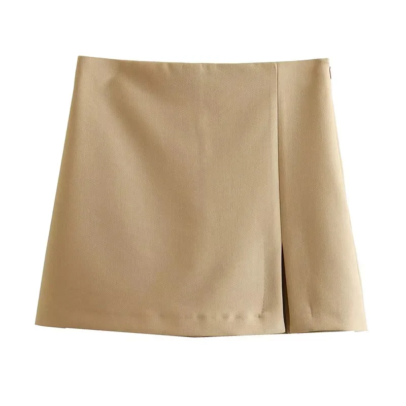 Spring New Women's High Waist Slimming Split Design Commute Skirt Pants Faionable Ensemble ort Sve round Ne Top