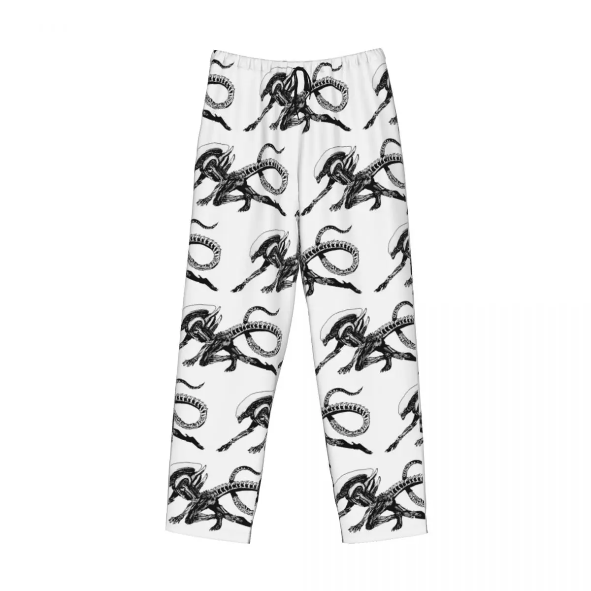 Custom Xenomorph Alien Movie Pajama Pants Men Sleepwear Sleep Lounge Bottoms with Pockets