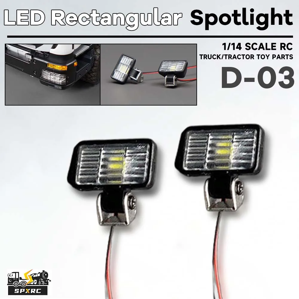 Foco LED Rectangular D-03 para Camión Volquete RC Tamiya 1/14, Tractor, Maquinaria de Construcción, Piezas de Modelo de Juguete IVECO JUWUBA