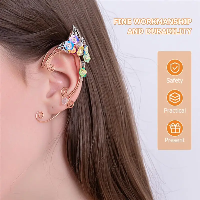 1 Pair Ear Cuffs Elven Earrings Aluminum Ear Clip Earbone Clip Cosplay Fairy Eardrop For Women Girls Party Jewelry