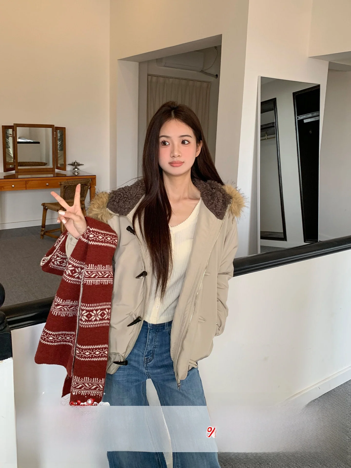 

Женская зимняя хлопковая куртка Thiened с меховым воротником, парка на пуговицах, длинная куртка обычного кроя, однотонная, для поездок на работу