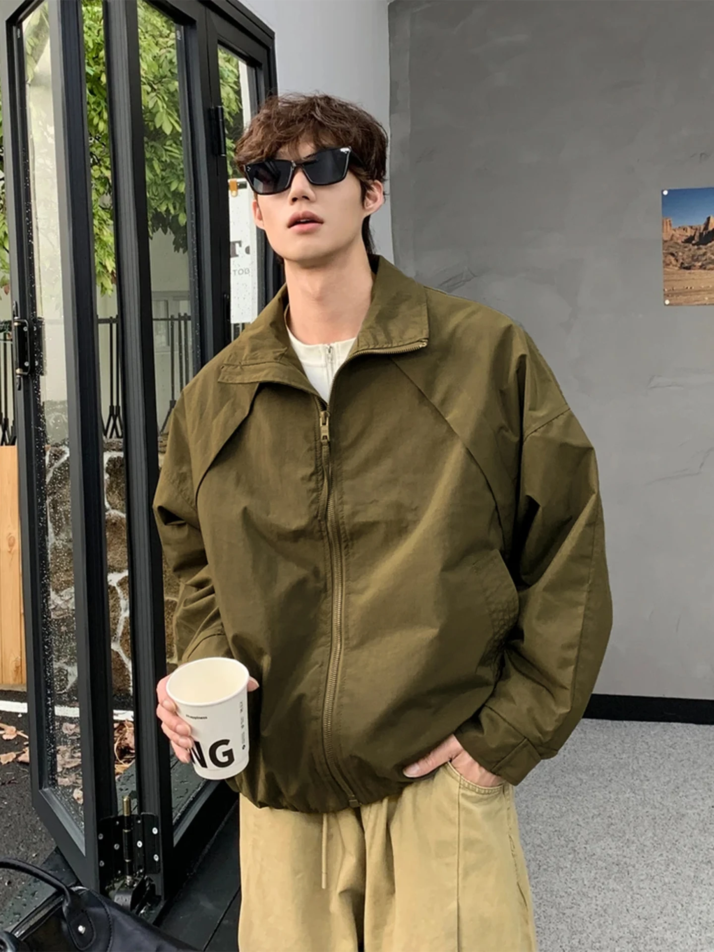 American Style Three-Proof Stand Collar Flight Jacket Men's Autumn Handsome Functional Downproof Outdoor Workwear Short Coat