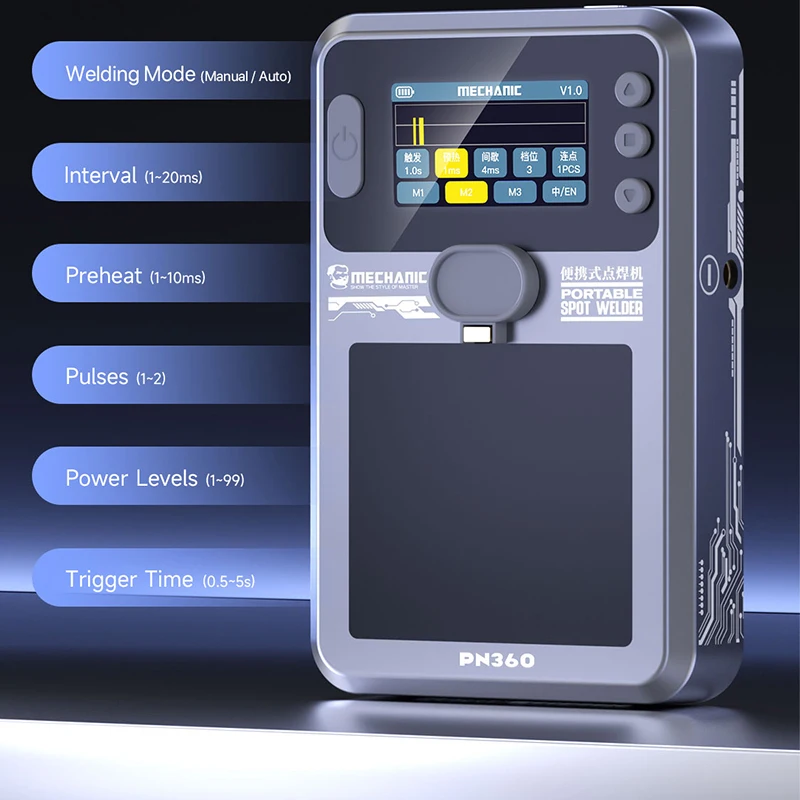Mechanic PN360 Portable Spot Welder Fully Integrated Spot Welder Built-in Baatery for Mobile Phone Spot Weldering Tools