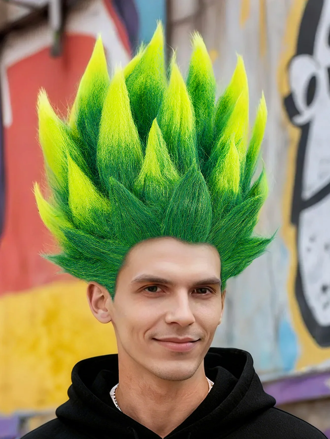 Funny Party Hat Rainbow Troll Wig - Colorful 80s Wig - Neon Spiked Crazy Costume Wig Halloween Music Festival Party Wig