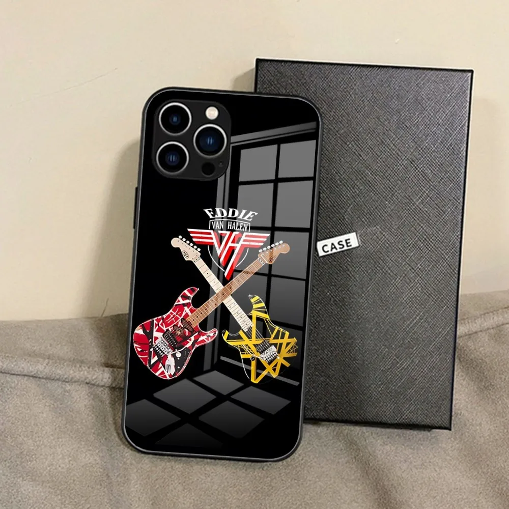 جراب هاتف جيتار جرافيك إدي فان هالين ، غطاء خلفي من الزجاج المقسى ، أيفون 15 برو ماكس ، أيفون 14 برو ، أيفون 12 ، أيفون 13 ميني ، أيفون إكس آر ، أيفون إكس إس ، iPhone 8 ، iPhone 7 Plus ، iPhone SE