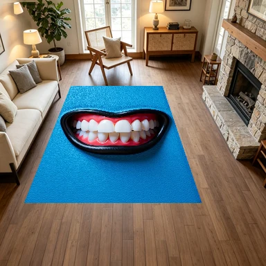 Creative and Interesting Tooth-Shaped Design Carpet Floor Art Carpet Bedroom Living Room Non-Slip Mat