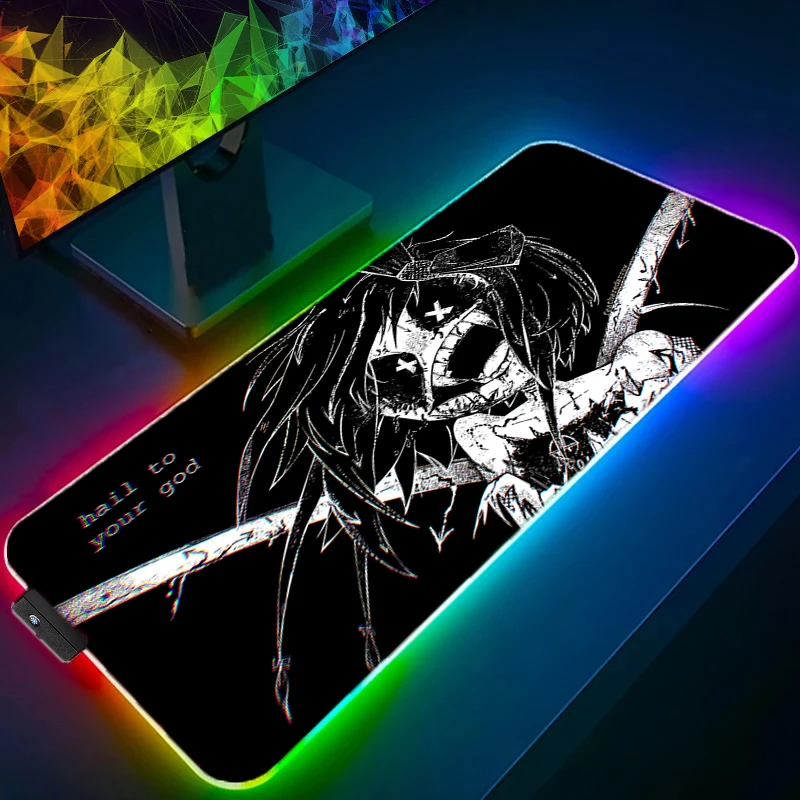 

RGB LED M-murder Uzi N V J Drones Anime Mouse Pad Gamer Keyboard Pad Desk Mouse Mat Carpet Rubber Tapis Souris Gaming Mousepad