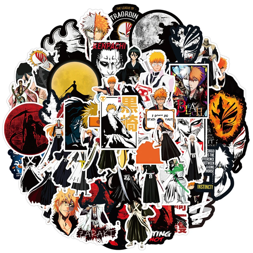 

10/30/50/100pcs BLEACH Anime Kurosaki Ichigo Stickers Cool Cartoon Graffiti Decals Phone Skateboard Notebook Manga Sticker Decor