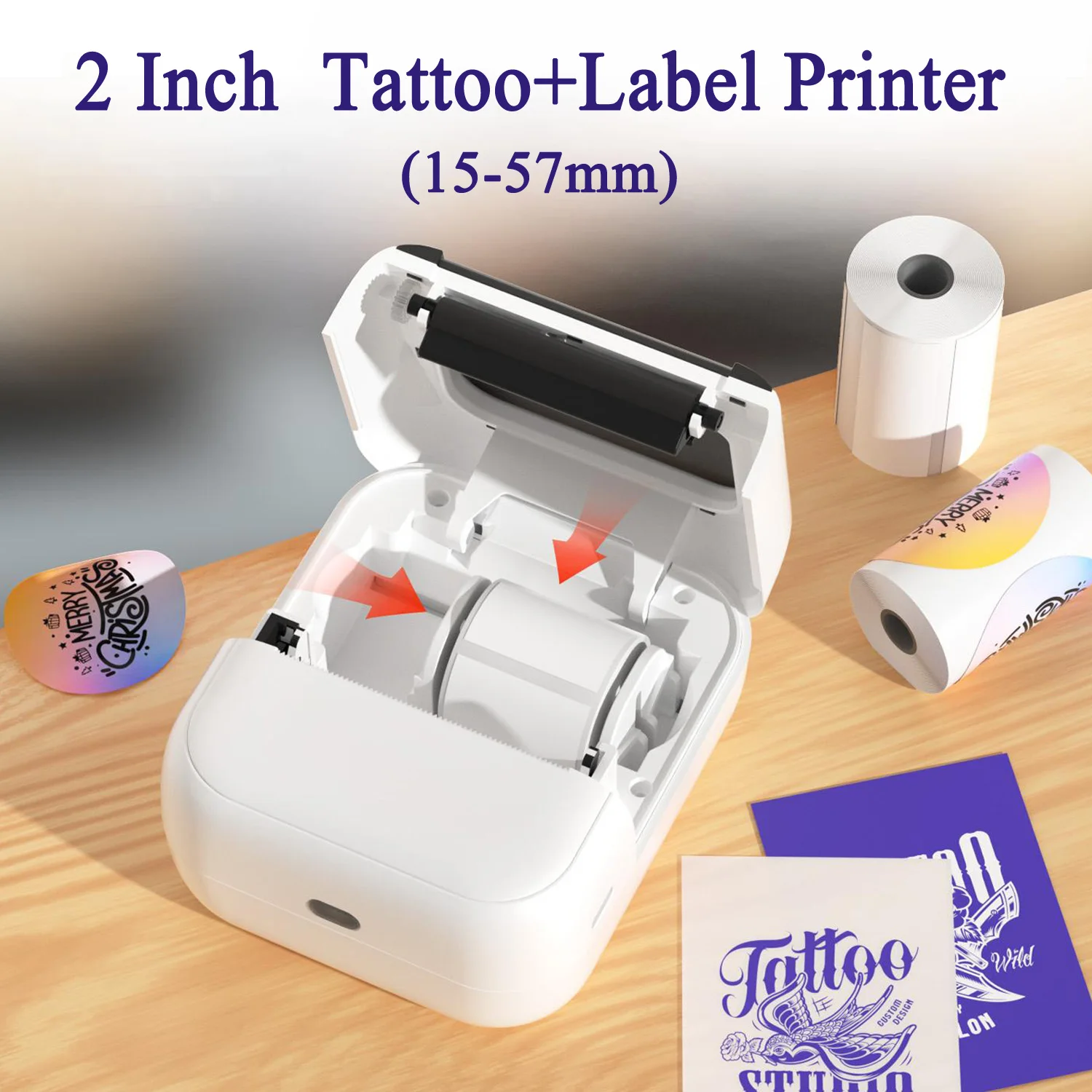 

58mm Thermal Printer pocket Bluetooth&USB Inkless Portable Label maker 2 inch Mini Tattoo stencil thermal printer