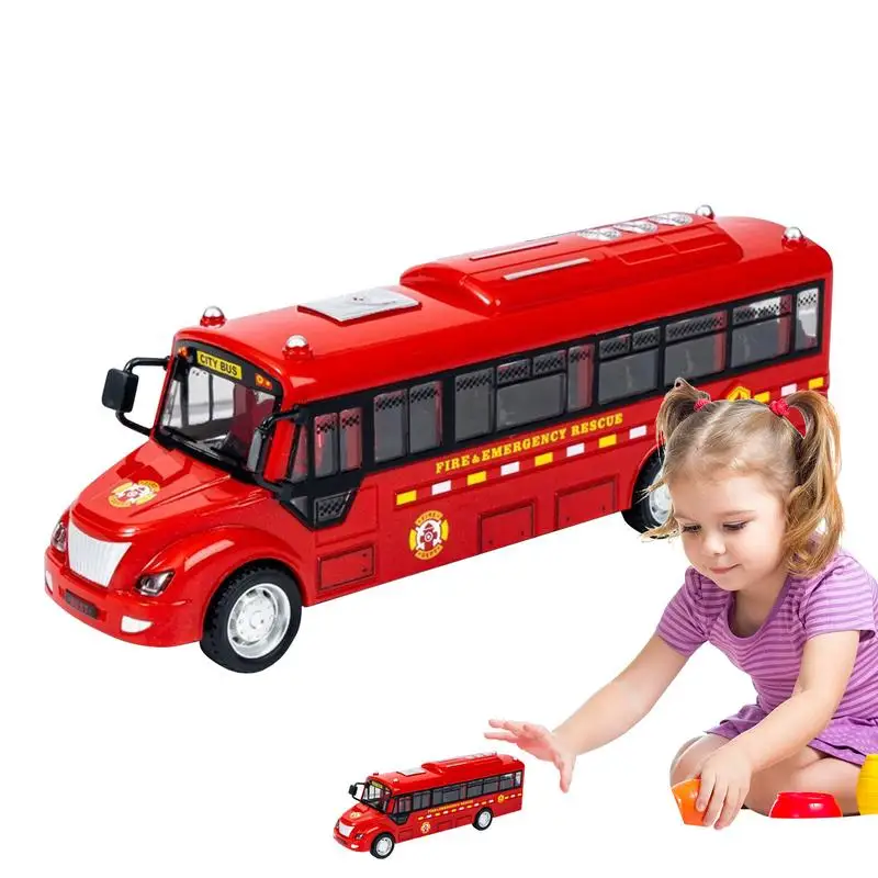 City Bus Toy Large Vehicles Model Toy Educational City Stagecoach Buses Electric Bus Toy With Music And Light Openable Doors For