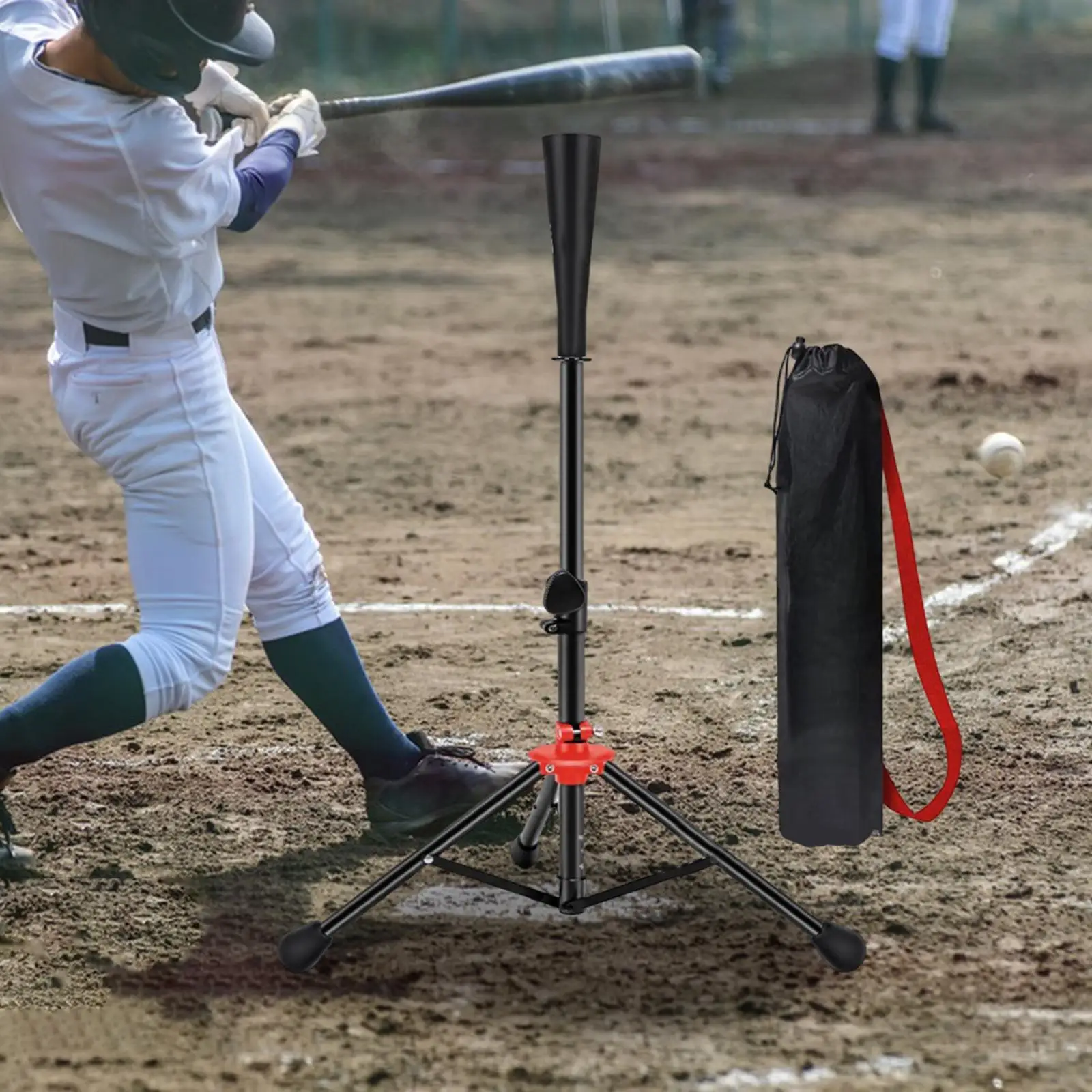 Baseball Batting Tee with Carry Bag Women Men Player Durability Premium Equipment Multipurpose Hitting Tee Tripod Stand Base