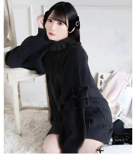 Japanese Style Autumn Winter Single Long Sleeve Turtleneck Sweater Sweet Sweater for Women Knitted Casual Loose Pullover Sweater