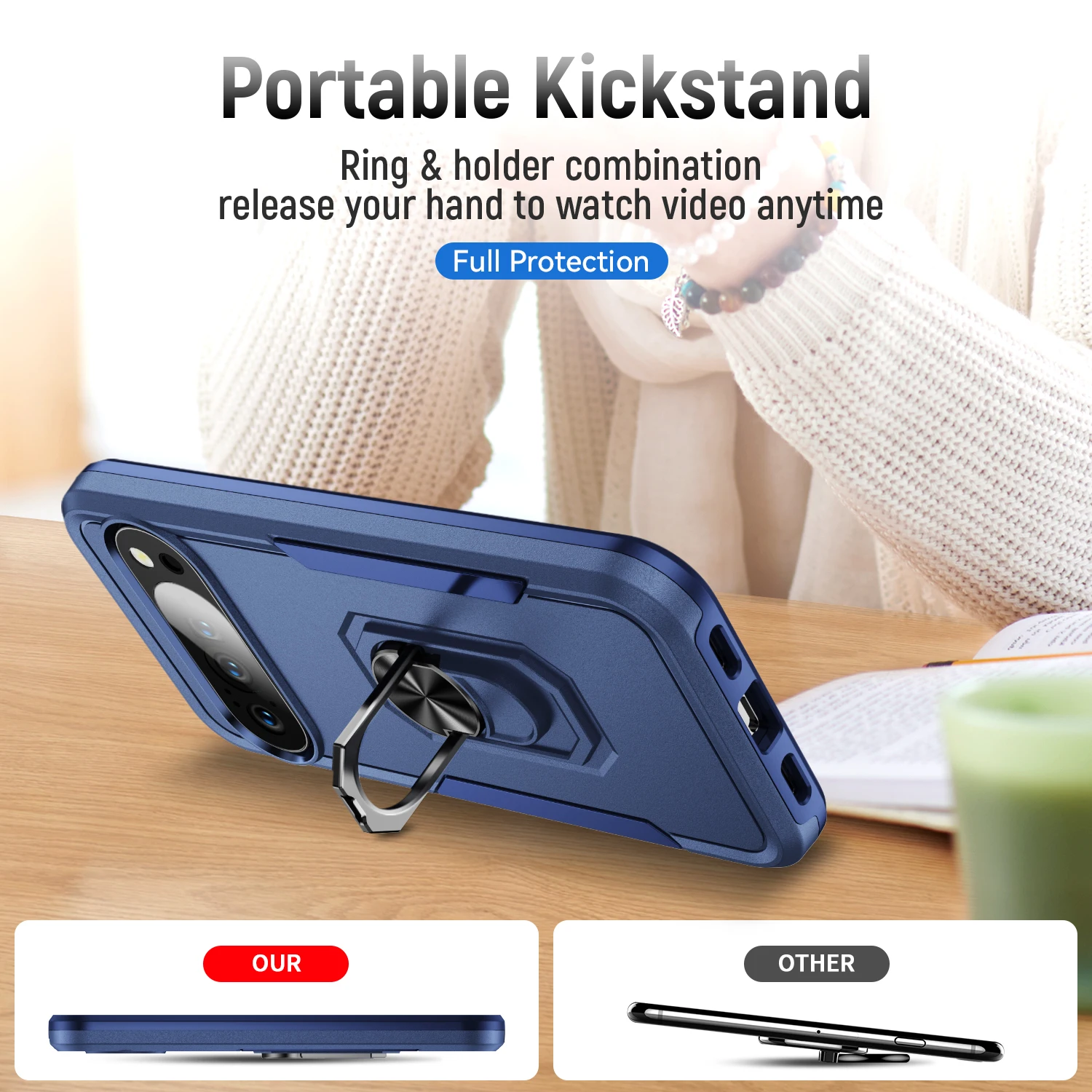 Military Armor Shockproof Phone Case for Google Pixel 10 9 8 7 6 Pro XL A Magnetic Metal Ring Holder Hybrid Bumper Protect Cover