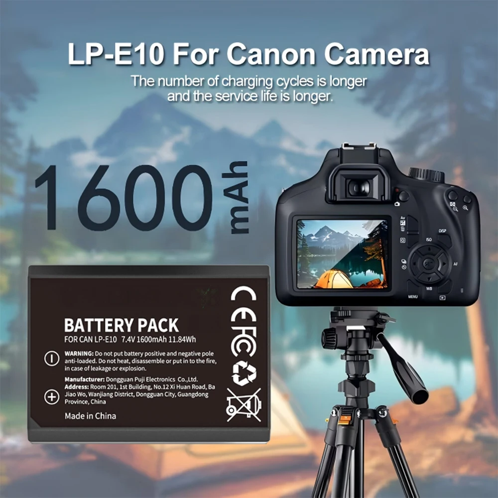 KOSHARE LP-E10 1600mAh Digital Battery  + USB Charger for Canon EOS 1100D 1200D 1300D 2000D 4000D Rebel T3 T5 T6 KISS X50 X70