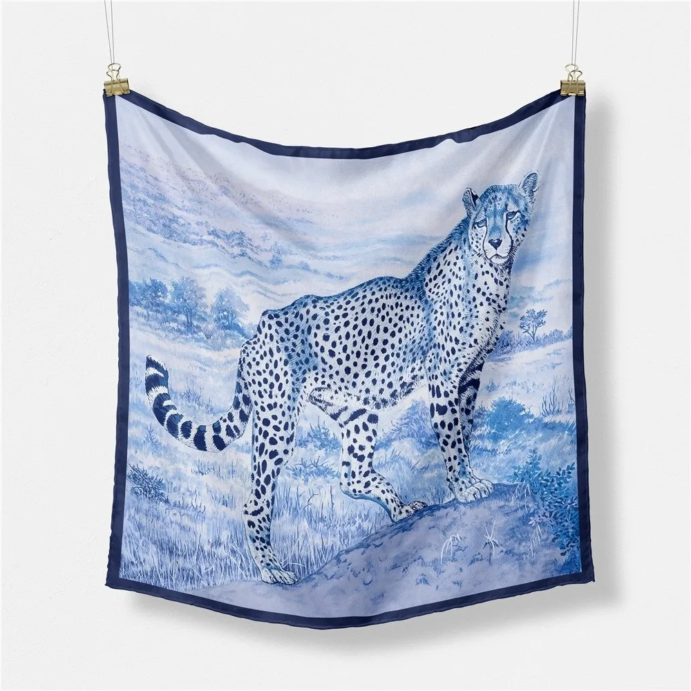 New Leopard Print Square Scarf 53cm Animal Pattern Neck Scarf French Style Lightweight Bandana Scarf Hair Styling