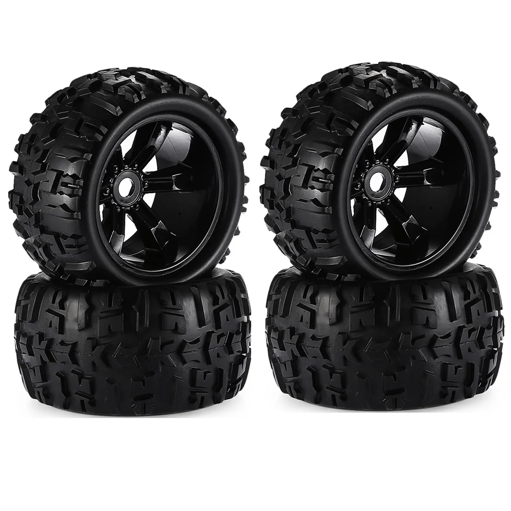 4pcs/pack 1/8 Scale 17mm Hex RC Truck Tires and Wheels Set Glued for Traxxas Maxx Tmaxx E-Revo Revo 3.3, JLB Cheetah Monster