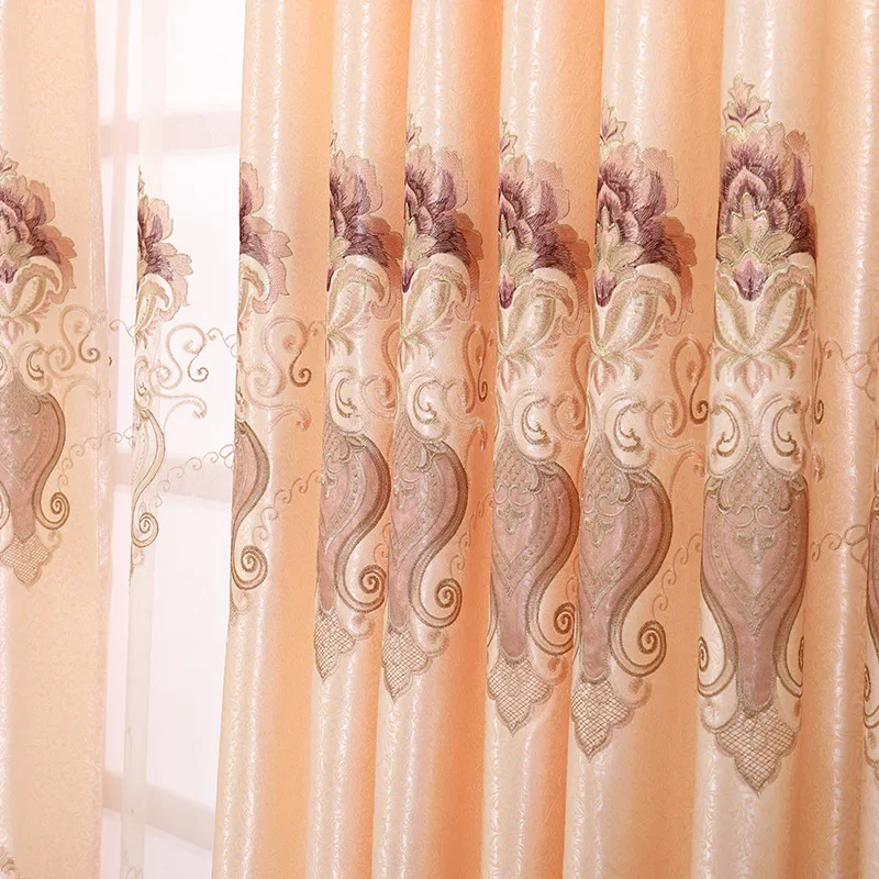 

New European Simple Embroidered Curtains For Living Dining Room Bedroom Balcony Curtains Tulle Blackout Fabric Customise