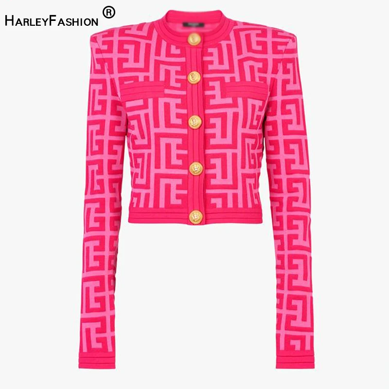 HarleyFashion New Spring Fall Bright Letter Embrodiery Women Sweater Jacket Short Coat with Shoulder