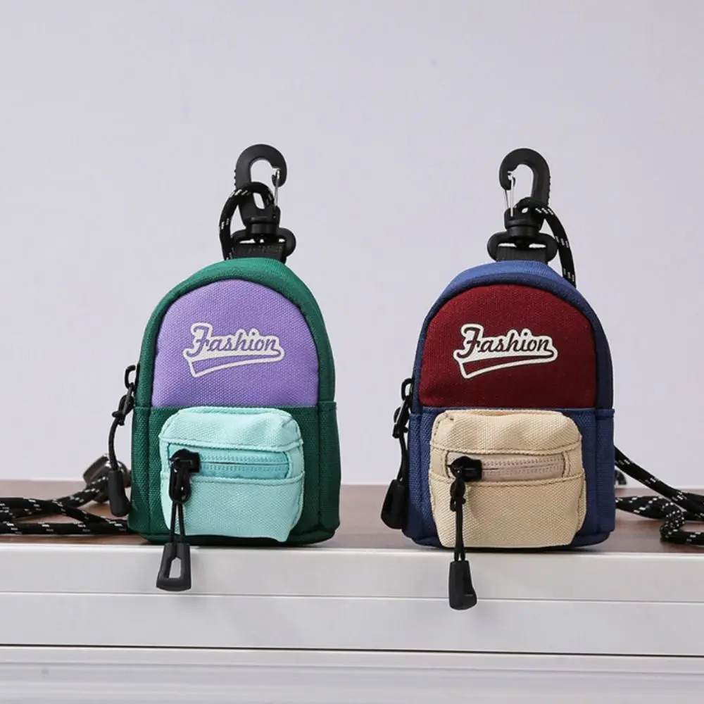 Cute Polyester Hanging Coin Purse Contrasting Color Small Earphone Storage Bag Anti-theft Key Bag