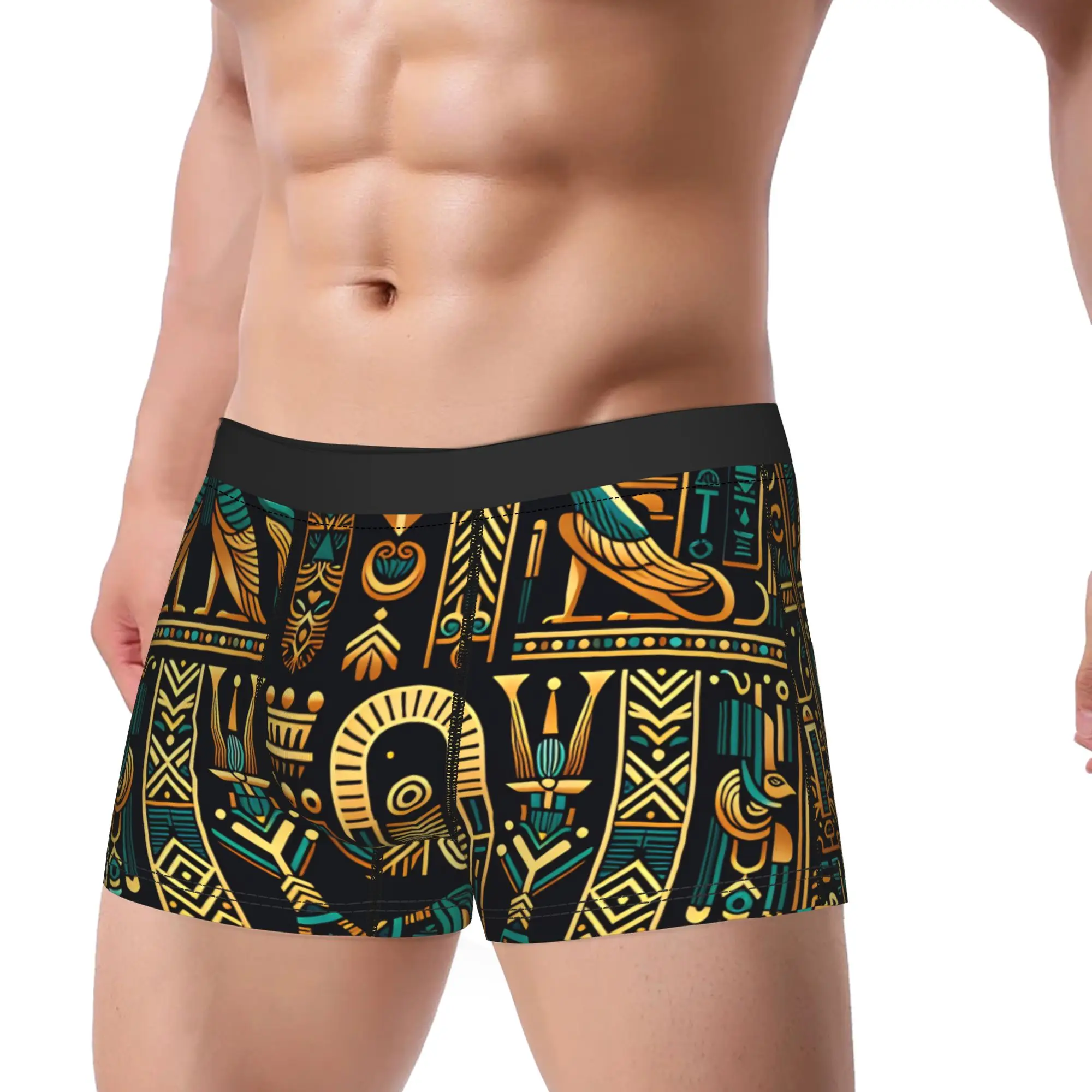 Ancient Egyptian Patterns Underwear  Man Boxer Brief Breathable Boxer Shorts Trenky Pattern Large Size Underpants