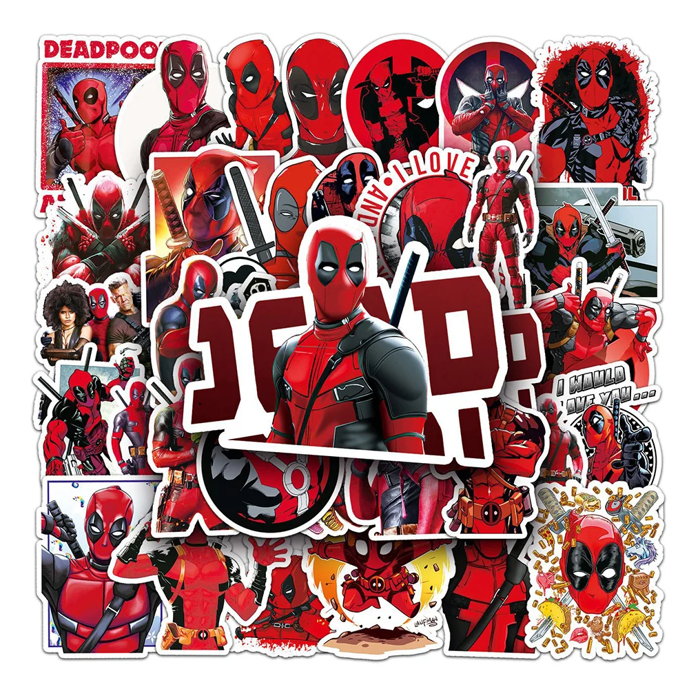 Autocollants du film Disney Deadpool pour enfant, décalcomanies super cool pour moto, ordinateur portable, dessin animé, jouet, 506, 10, 30, 50 pièces