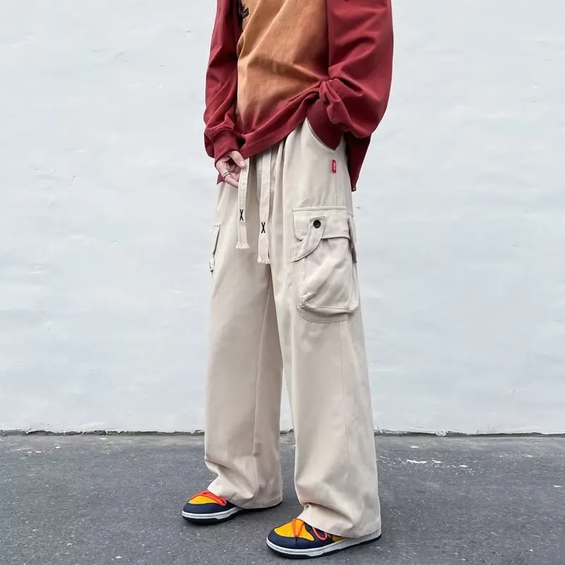 

Motor Biker Trend Men Straight Pants Radish Dance Punk Men's Big Pockets Patalon High Streetwear Harajuku Ulzzang Popular Pants