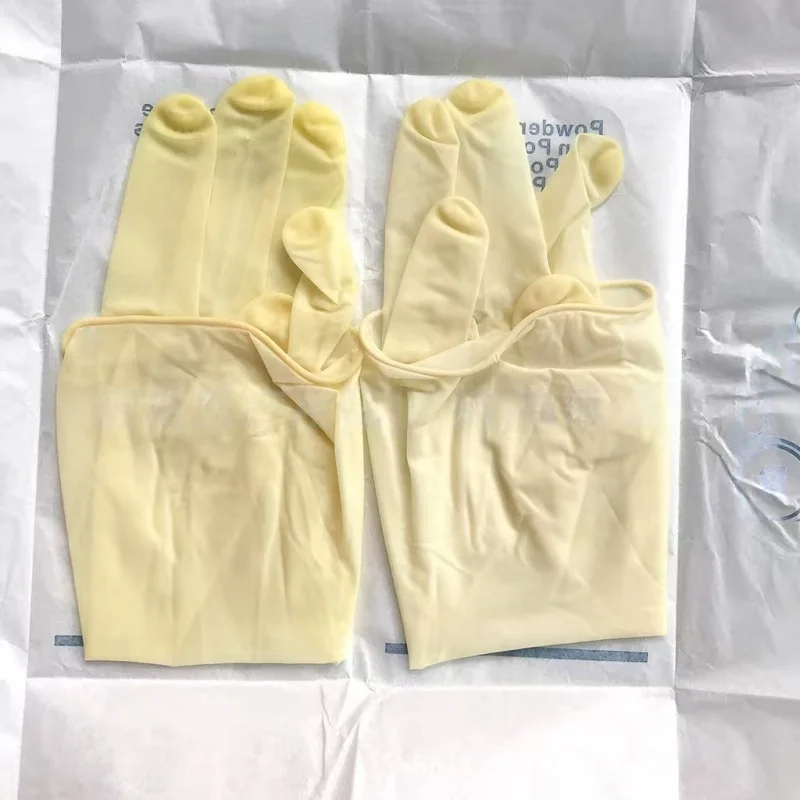 

Одноразовые стерильные смотровые перчатки, индивидуальная упаковка, хирургические перчатки из латексной резины.