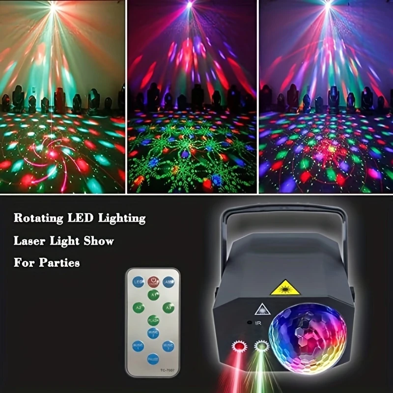 Bola de discoteca láser para DJ, luz de escenario roja, verde, azul, proyector de fiesta, RGB, Luces de decoración de vacaciones para Club de Navidad al aire libre