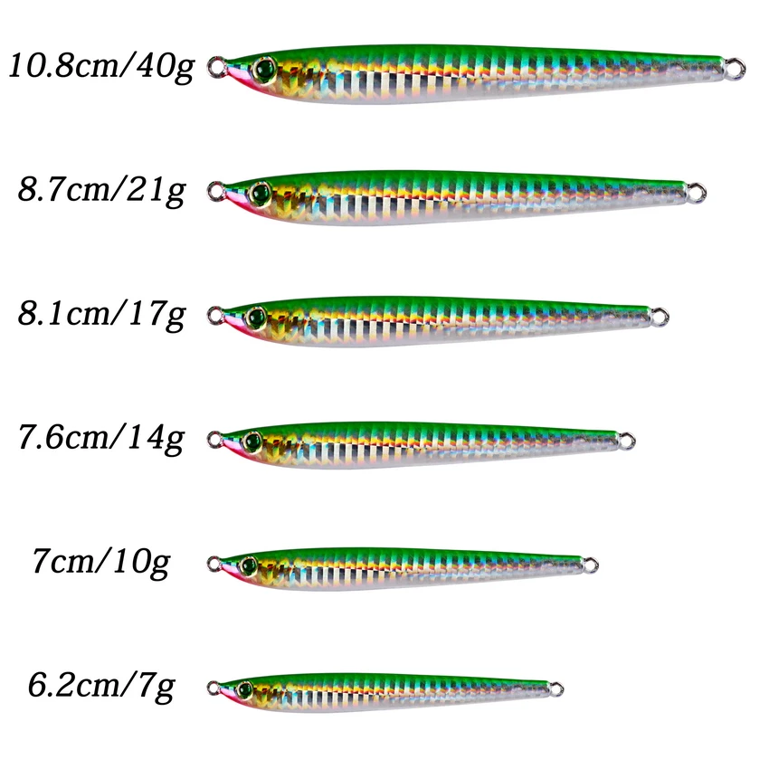 5pcs/lot Slower Slim Long Metal Jig Fishing Lures Slow Cast Jigging 7G 10G 14G Shore Sinking Lure Jigs Bait Sea Fishing Tackle