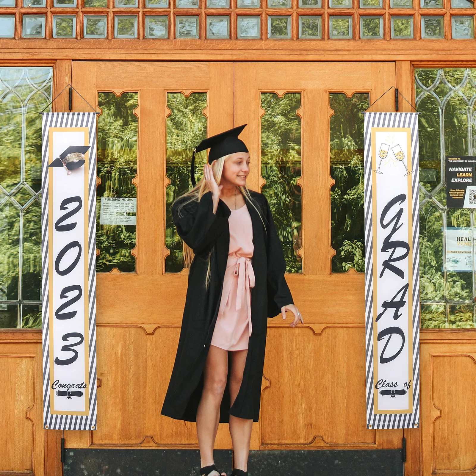 

Congrats Grad Door Banner Decorative Curtains for Graduation Season Decorations Front Party