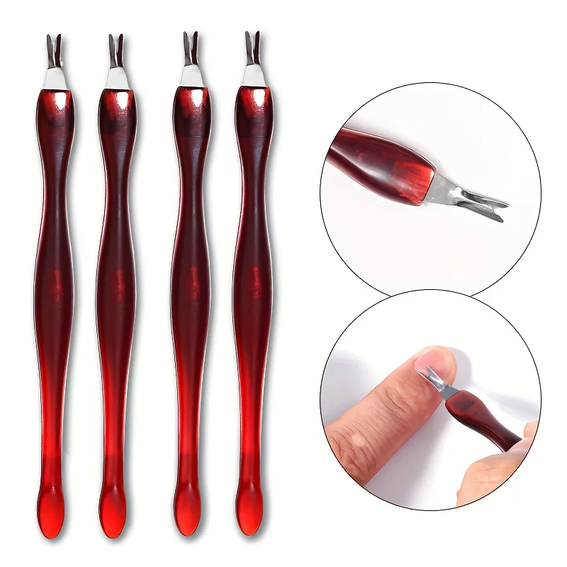 5pcs Cuticle Knife Trimmer Cuticle Fork Trimmer Nail Cuticle Remover Trimmer Pusher Dead Skin with Double Head V-Shaped Fork