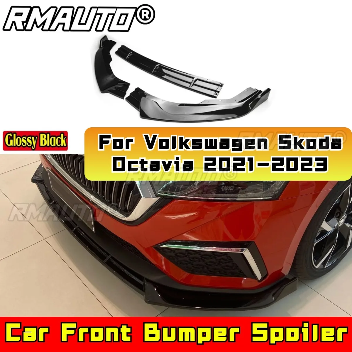 

Car Front Bumper Spoiler Bumper Cover Bumper Guard Front Lip Body Kit for Volkswagen Skoda Octavia 2021-2023 Car Accessories