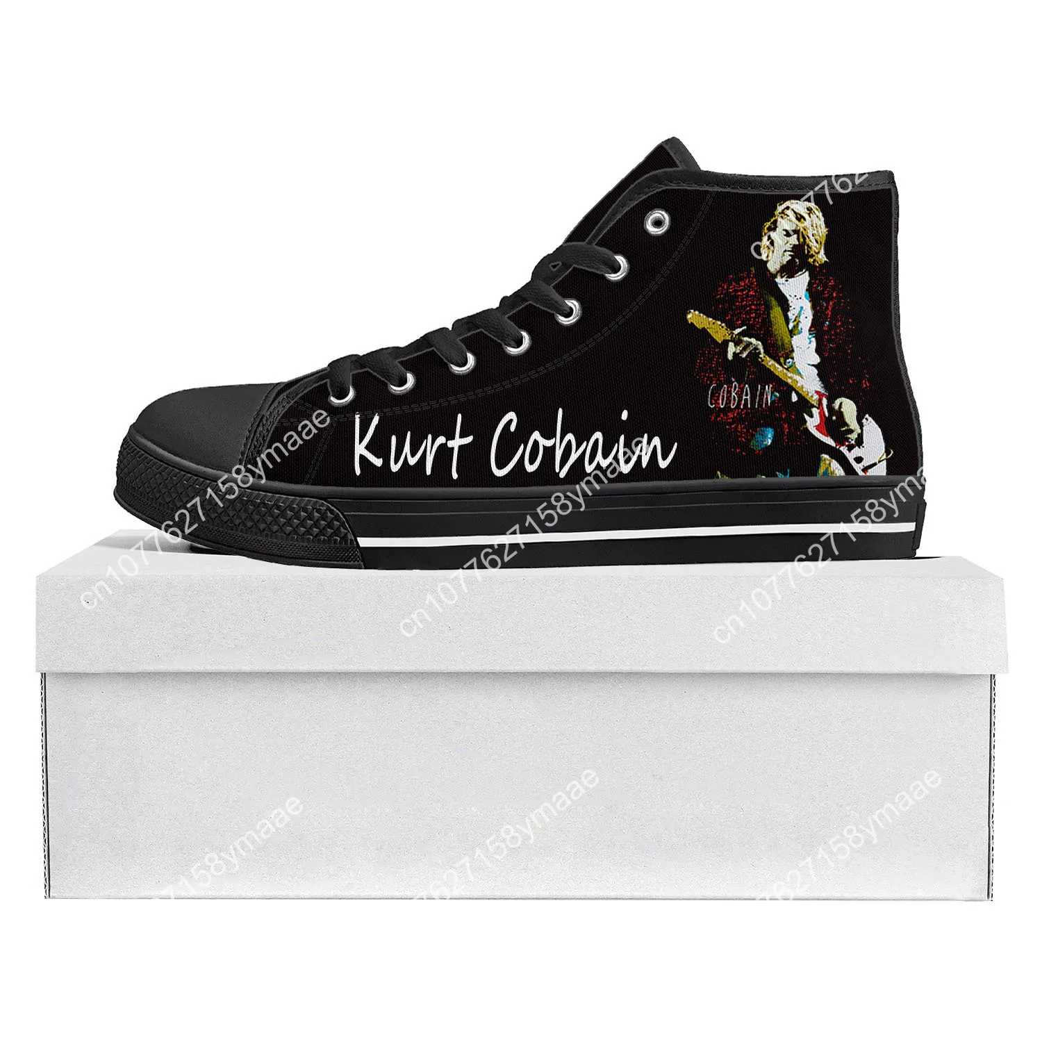 Kurt Cobain High Top High Quality Sneakers Mens Womens Teenager Canvas Sneaker Casual Custom Made Shoes Customize Shoe Black