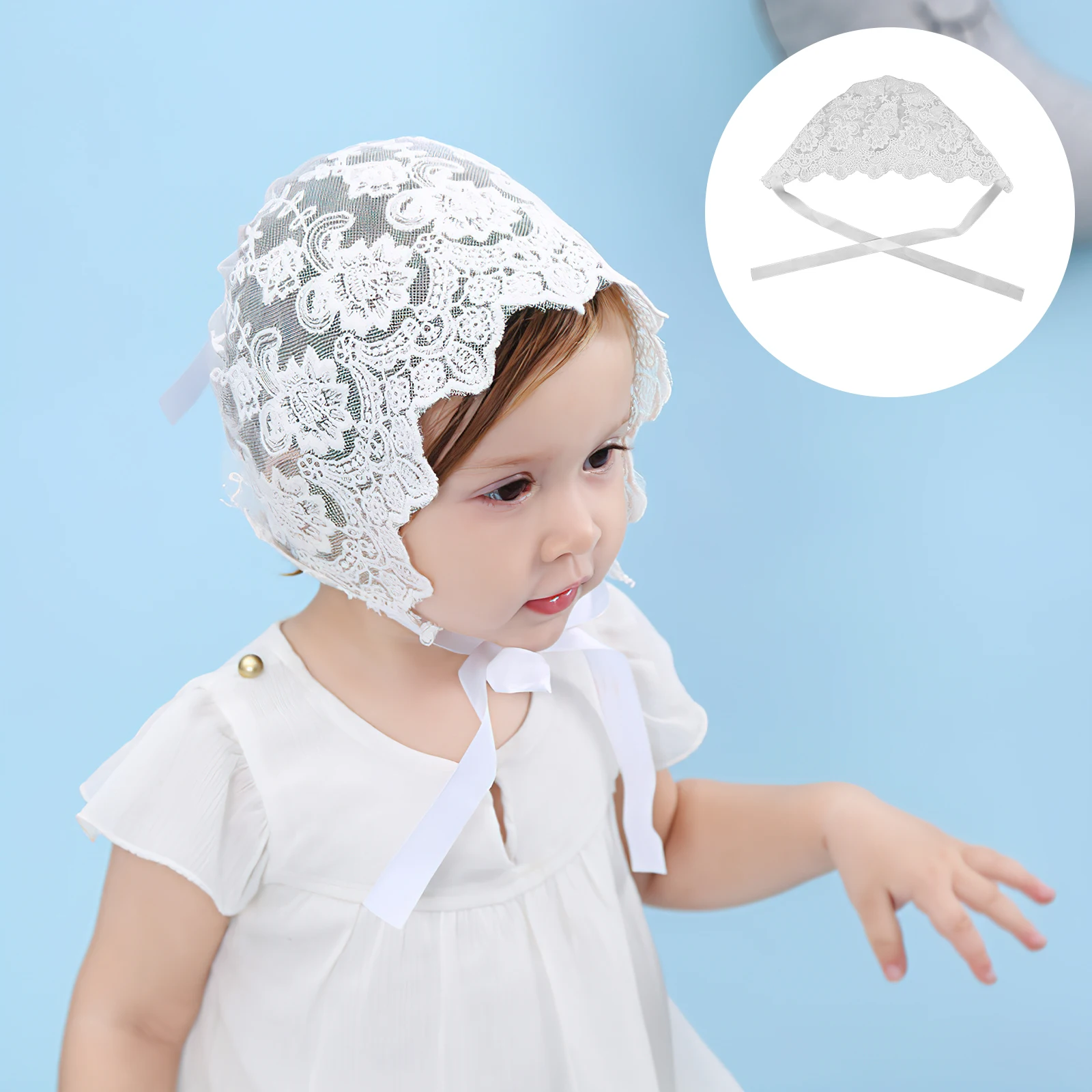 

1pc Women'S Lace Girl Cap Lace Hat Cotton Spring Summer Bonnet Adjustable Belt Daily Gift For