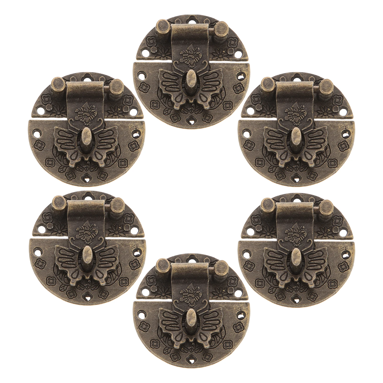

6 Pcs Jewelry Vintage Decorative Latch Hasp Boxes Buckle Small Lock Alloy Travel