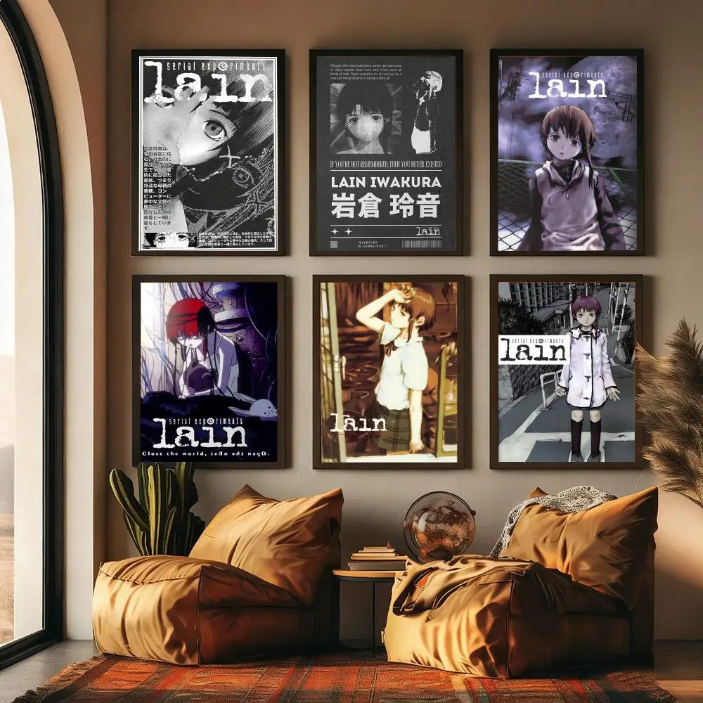 Serial Experiments L-lain Anime Painting Calligraphy High-Quality Cotton Canvas Poster Wall Art for Living Room  House Decor