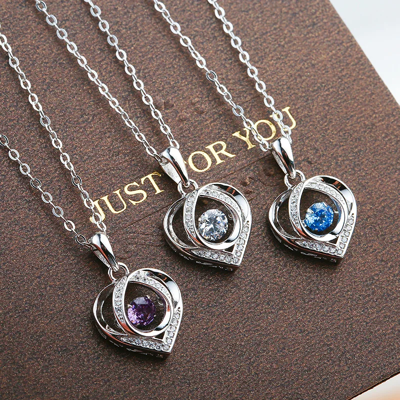 

New titanium steel dynamic heart-beating necklace collarbone chain pendant