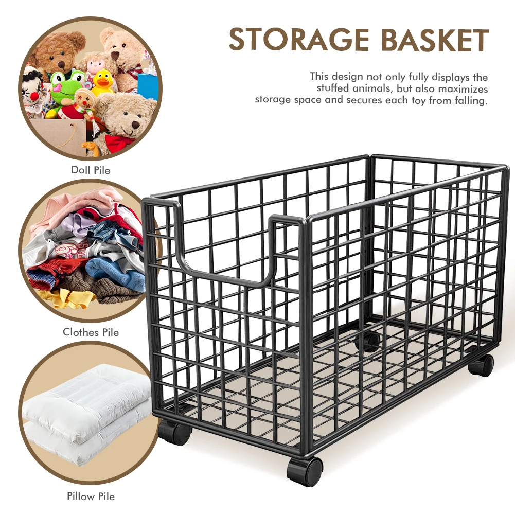 

Stuffed Animal Organizer with Wheels Kids Storage Bins Stuffed Animals Storage Bin for Kids Room Playroom Plush